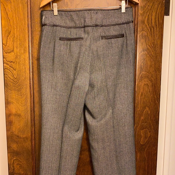 Anthropologie grey trousers w/brown leather accent - Picture 5 of 5